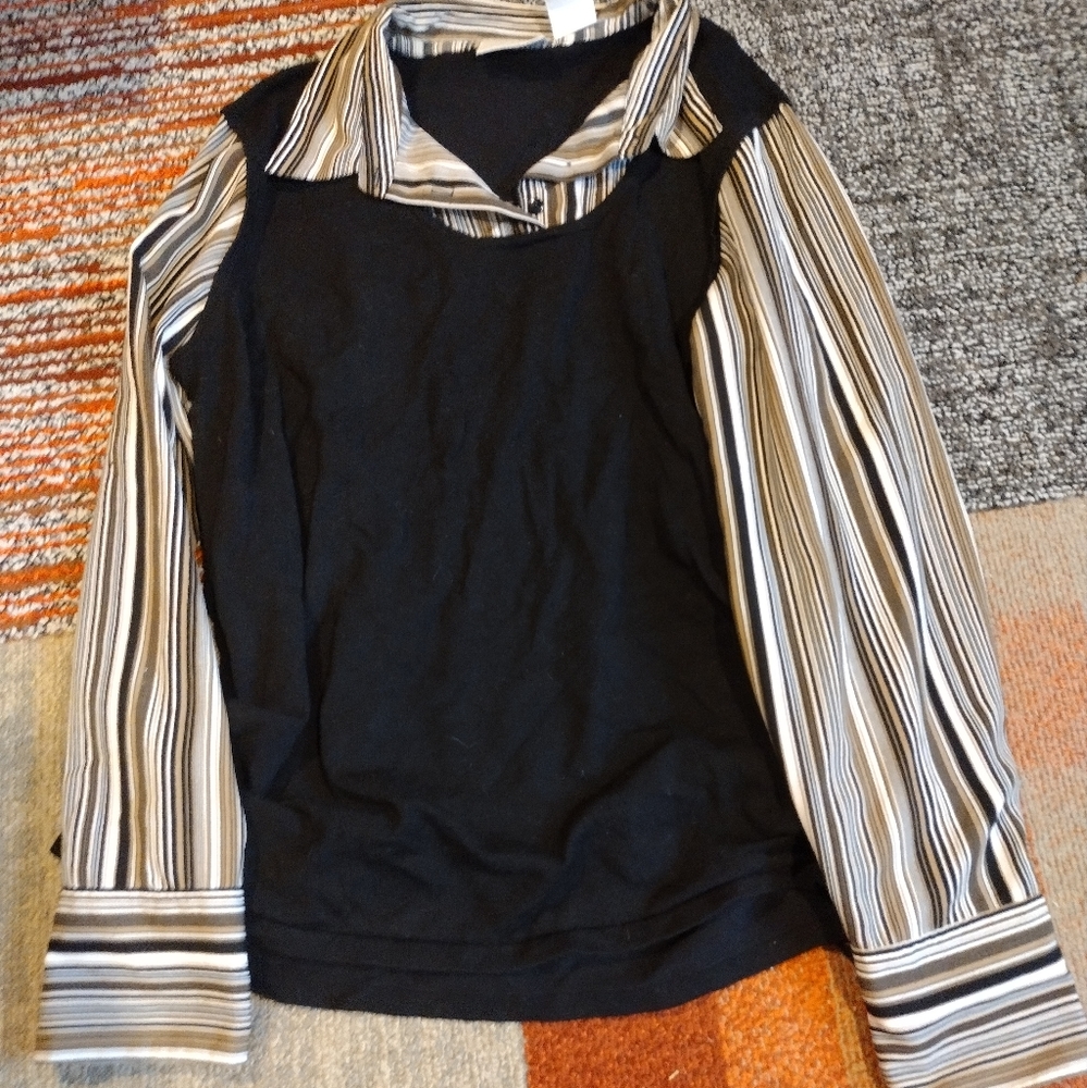 Faux Sweater Vest Button Down Top